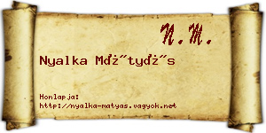 Nyalka Mátyás névjegykártya